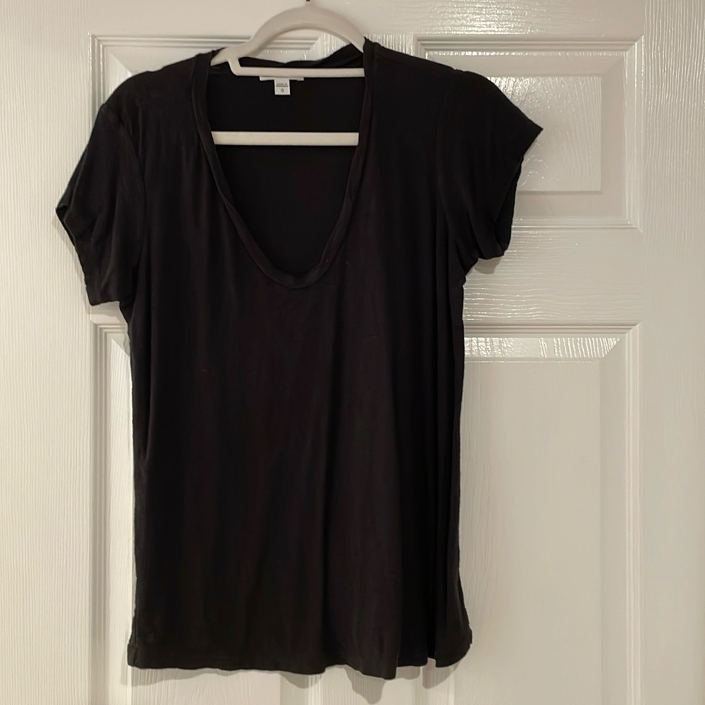 Black James Perse Scoop neck Tee